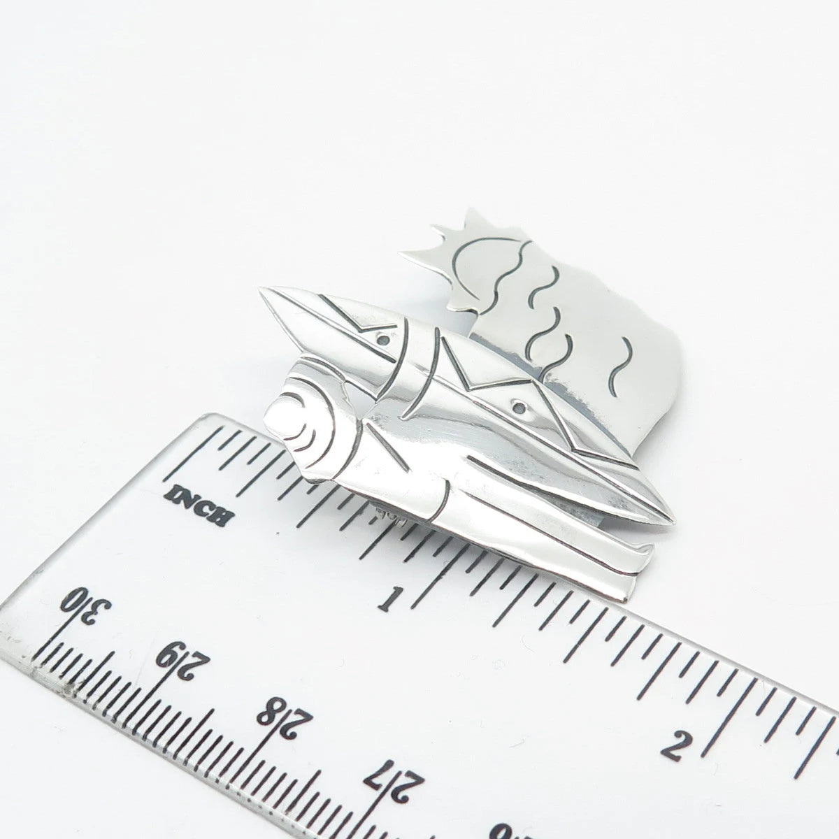 925 Sterling Silver Vintage Mexico Surfing Pin Brooch