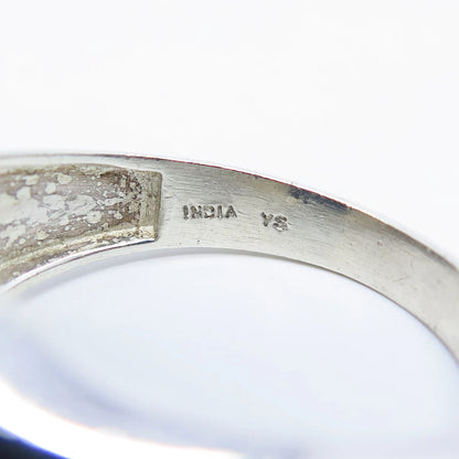 925 Sterling Silver Vintage Real Black Onyx Gemstone Ring Size 12.25