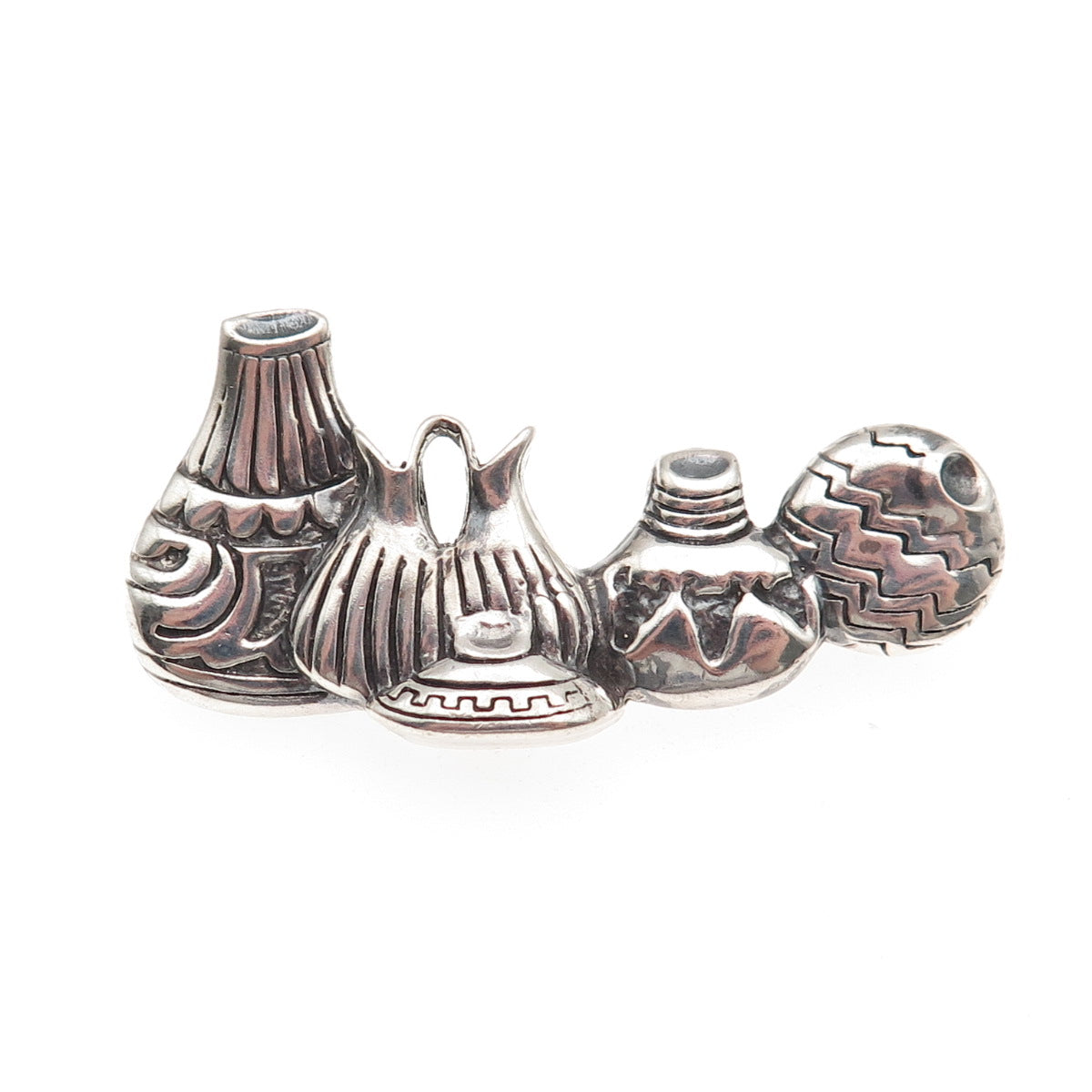 Lonn Parker Navajo Old Pawn Sterling Silver Vintage Native Pottery Pin Brooch