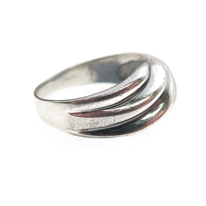 Boma 925 Sterling Silver Vintage Modernist Ribbed Oxidized Ring Size 7