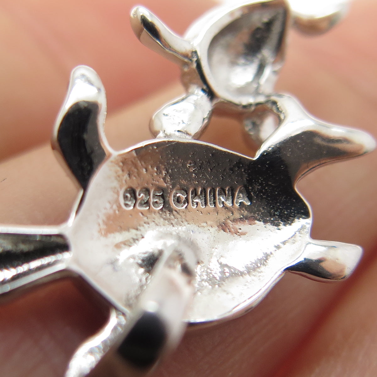 925 Sterling Silver Real Blue Opal Gemstone Mother & Baby Turtles Slide Pendant