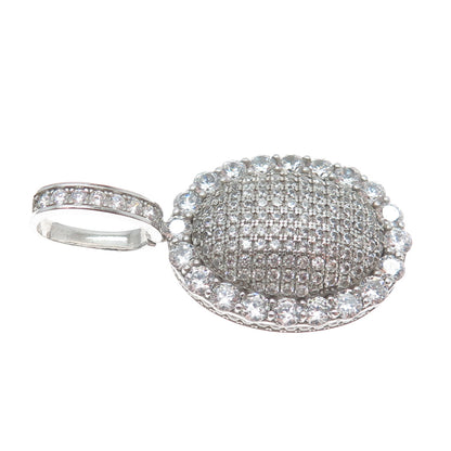 DESIGNS BY YAGI 925 Sterling Silver Round-Cut C Z Sparkle Oval Pendant