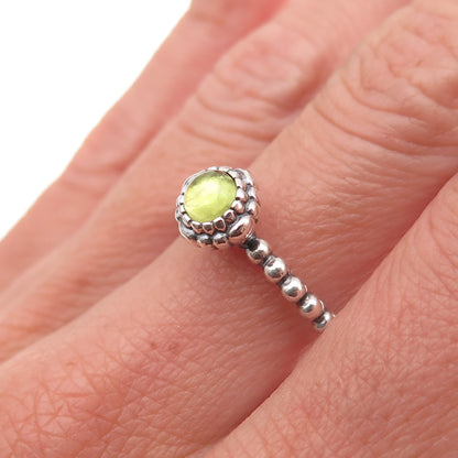 Pandora 925 Sterling Silver Real Peridot August Birthday Blooms Ring Size 6.75