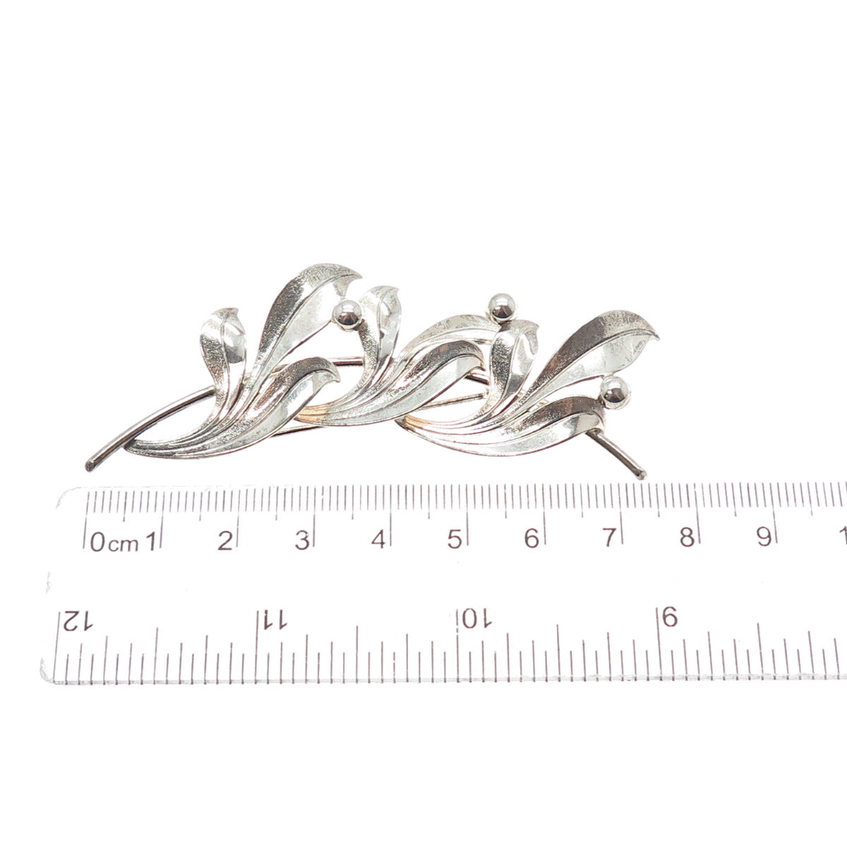 FORSTNER 925 Sterling Silver Antique Art Deco Floral Leaf Pin Brooch