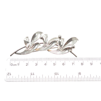FORSTNER 925 Sterling Silver Antique Art Deco Floral Leaf Pin Brooch