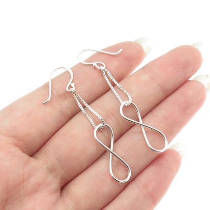 925 Sterling Silver Vintage Box Chain Infinity Drop Earrings