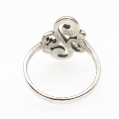 925 Sterling Silver Vintage Modernist Swirl Oxidized Ring Size 6
