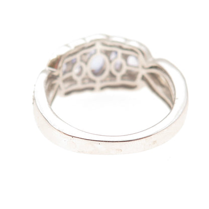 Chuck Clemency 925 Sterling Silver Real Tanzanite & White Topaz Ring Size 8.25