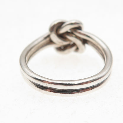 925 Sterling Silver Vintage Double Love Knot Oxidized Ring Size 8.75