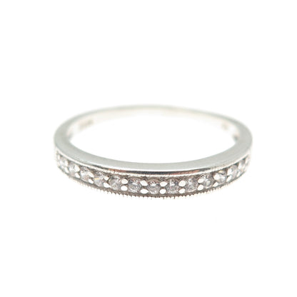 JH YOUNG 925 Sterling Silver Round-Cut C Z Half Eternity Band Ring Size 8.5