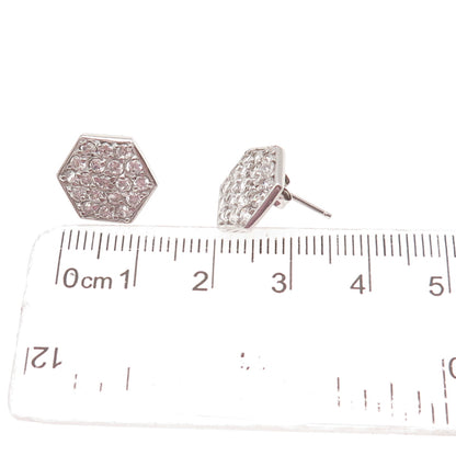925 Sterling Silver Round-Cut C Z Stud Earrings