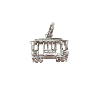 925 Sterling Silver Vintage Cable Car Minimalist 3D Charm Pendant