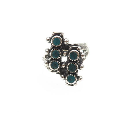 Old Pawn Sterling Silver Vintage Southwestern Turquoise Snake Eye Ring Size 5.75