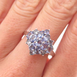 Chuck Clemency 925 Sterling Silver Real Oval & Round-Cut Tanzanite Ring Size 8