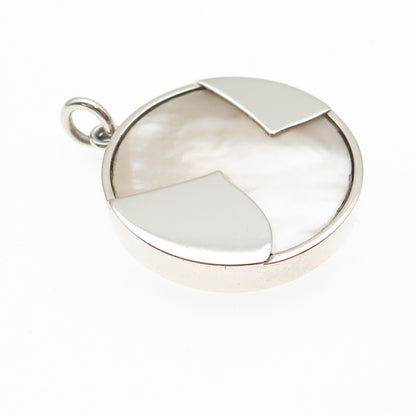 925 Sterling Silver Vintage 1974 IFH London Real MOP Modernist Charm Pendant
