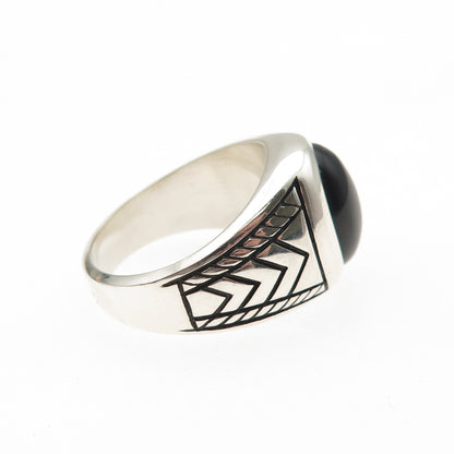 RAIMOND 925 Sterling Silver Vintage Real Black Onyx Oxidized Ring Size 10