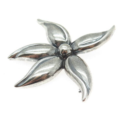 925 Sterling Silver Vintage Flower Oxidized Pin Brooch