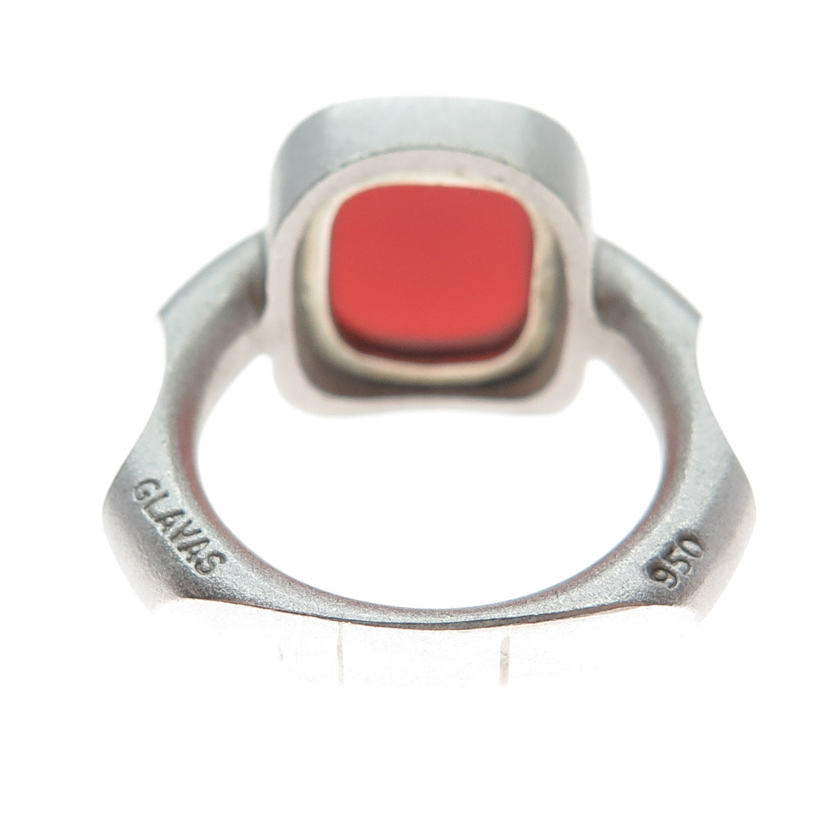 GLAVAS 950 Silver Vintage Real Carnelian Modernist Ring Size 10