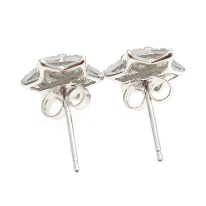 925 Sterling Silver Pave C Z Star Stud Earrings