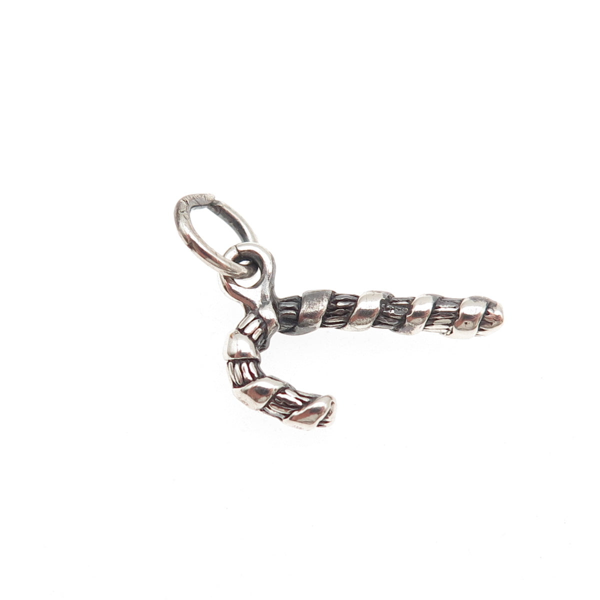 925 Sterling Silver Vintage Candy Cane Festive Christmas Mini Charm Pendant