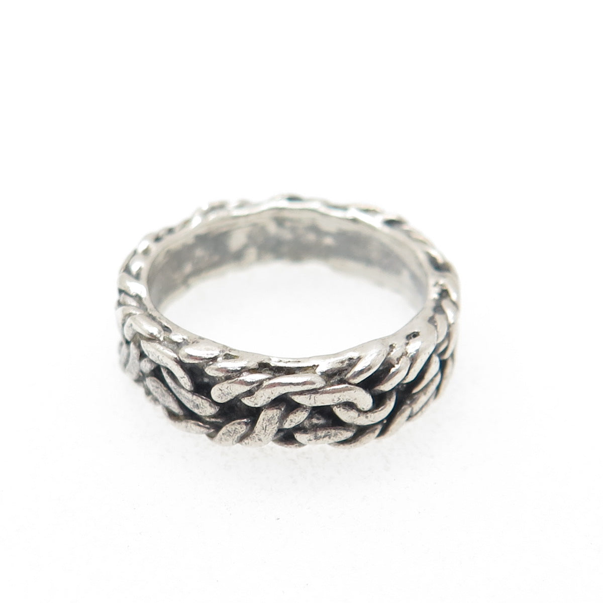BELL TRADING POST 925 Sterling Silver Vintage Roped Oxidized Band Ring Size 5.25