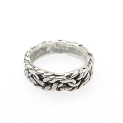 BELL TRADING POST 925 Sterling Silver Vintage Roped Oxidized Band Ring Size 5.25