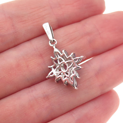 D'Joy 925 Sterling Silver Real Marquise-Cut Tanzanite Floral Charm Pendant