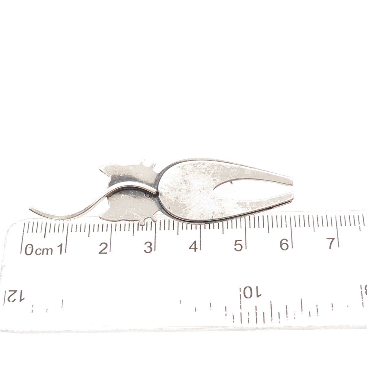 Beau 925 Sterling Silver Vintage Modernist Cat Oxidized Pin Brooch