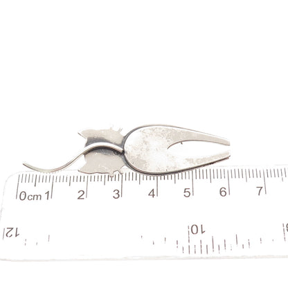 Beau 925 Sterling Silver Vintage Modernist Cat Oxidized Pin Brooch