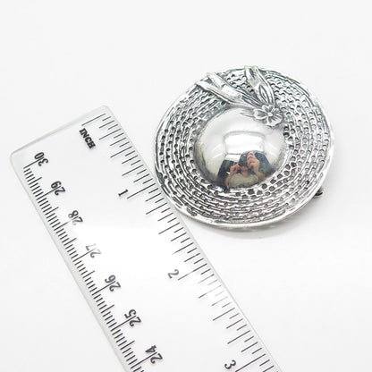 925 Sterling Silver Vintage Lady's Hat w/ Flower Pin Brooch