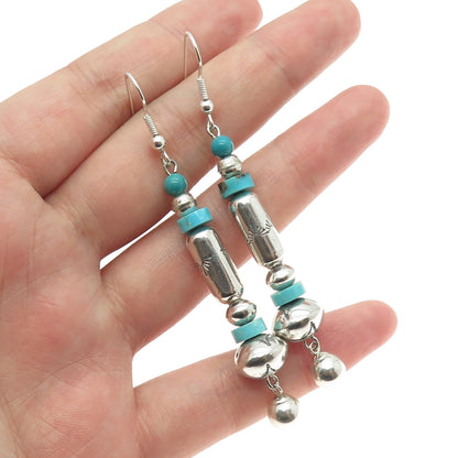 Old Pawn 925 Sterling Silver Southwestern Bisbee Turquoise Navajo Pearl Earrings