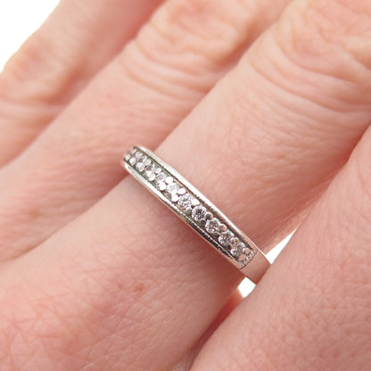 JH Young 925 Sterling Silver Round-Cut C Z Half Eternity Band Ring Size 7