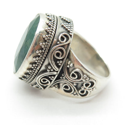925 Sterling Silver Vintage Real Zoisite Ruby Granulated Swirl Ring Size 6