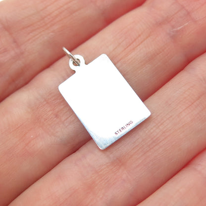 925 Sterling Silver Red Enamel Pretty Awesome, As Is Minimalist Charm Pendant