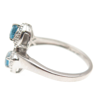 Chuck Clemency 925 Sterling Silver Real London Blue Topaz Bypass Ring Size 7