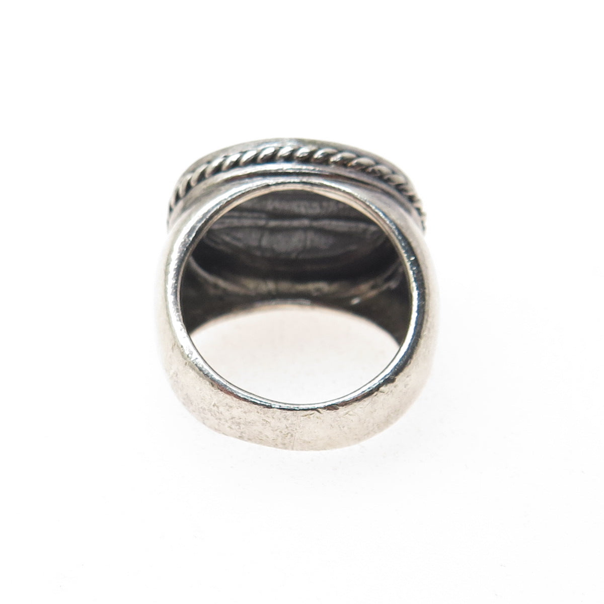 925 Sterling Silver Vintage Crocodile Pattern Oxidized Ring Size 6.75