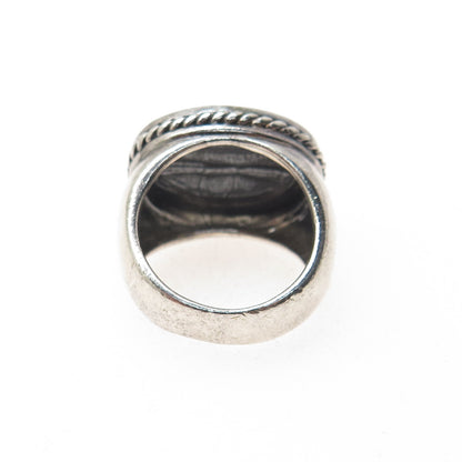 925 Sterling Silver Vintage Crocodile Pattern Oxidized Ring Size 6.75