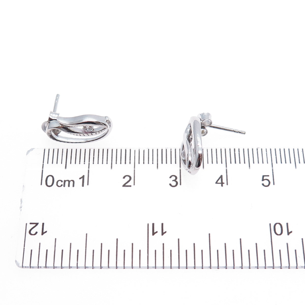 925 Sterling Silver Round-Cut C Z Floral Earrings