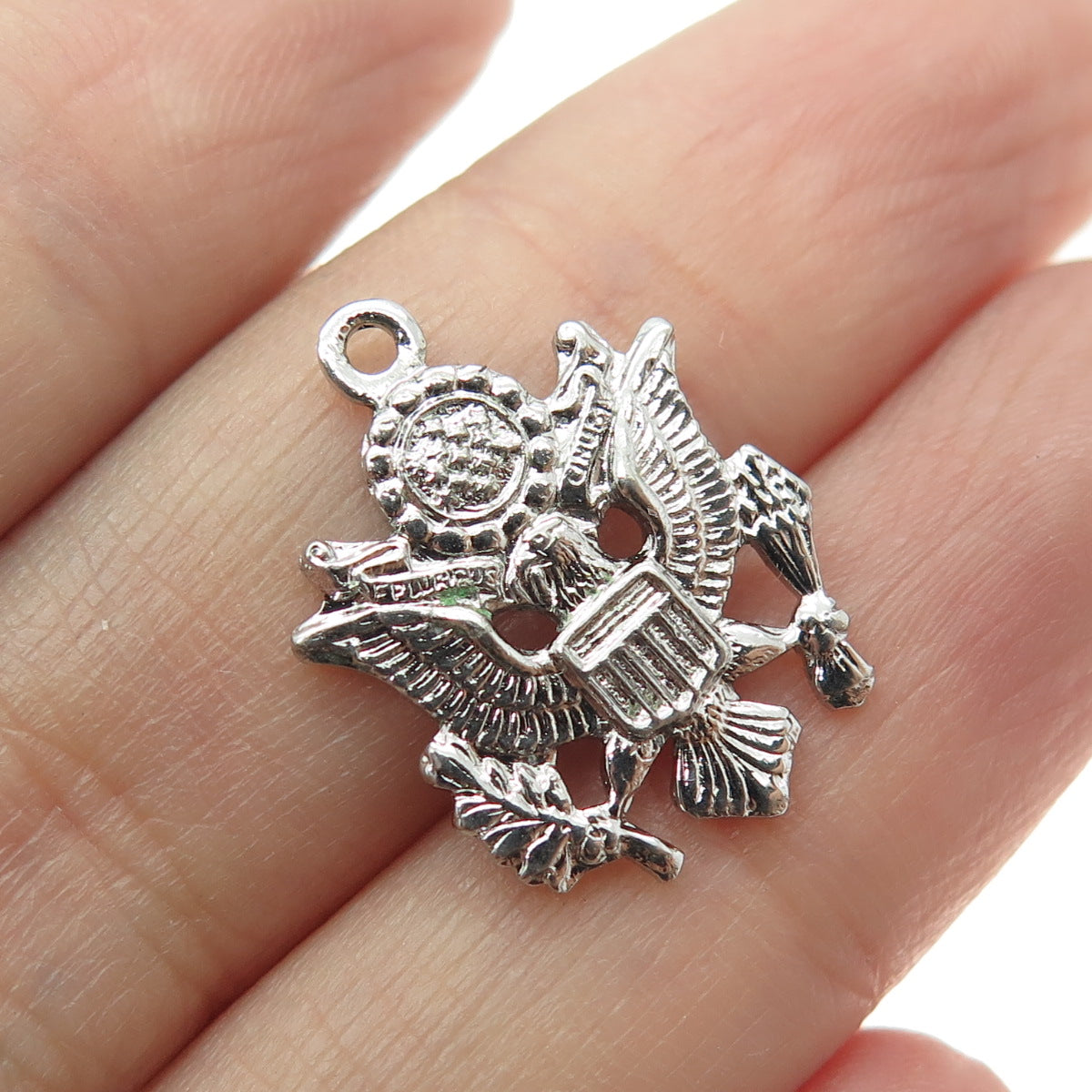 925 Sterling Silver Vintage US Federal Eagle Minimalist Charm Pendant