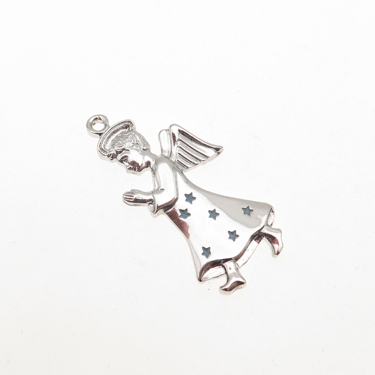 Griffith & Sons Sterling Silver Vintage Enamel Boy Guardian Angel Charm Pendant