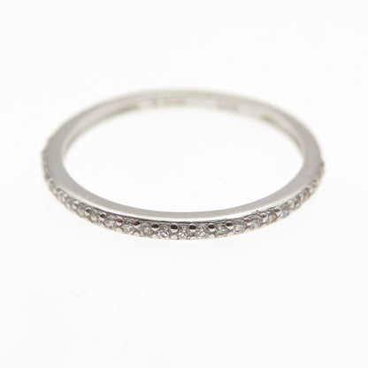925 Sterling Silver Round-Cut C Z Half Eternity Stackable Band Ring Size 6