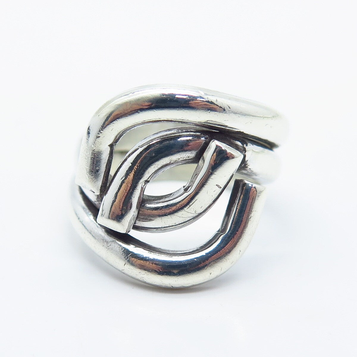 925 Sterling Silver Vintage Modernist Ring Size 7.5