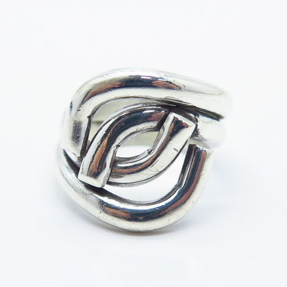 925 Sterling Silver Vintage Modernist Ring Size 7.5