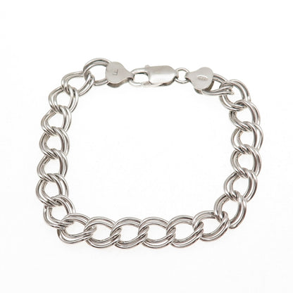925 Sterling Silver Vintage Italy Double Curb Link Bracelet 7.25"