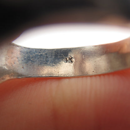 TALMA 925 Sterling Silver 14K Gold Vintage Israel Modernist Hammered Ring Size 7
