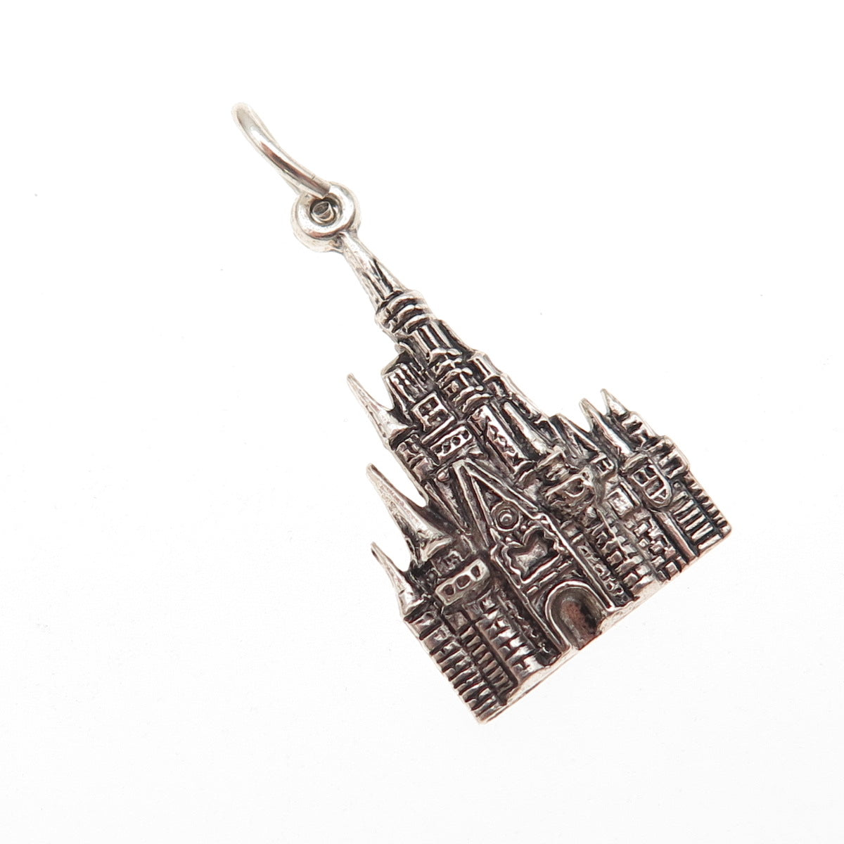 Disney 925 Sterling Silver Vintage Cinderella Castle Oxidized Charm Pendant