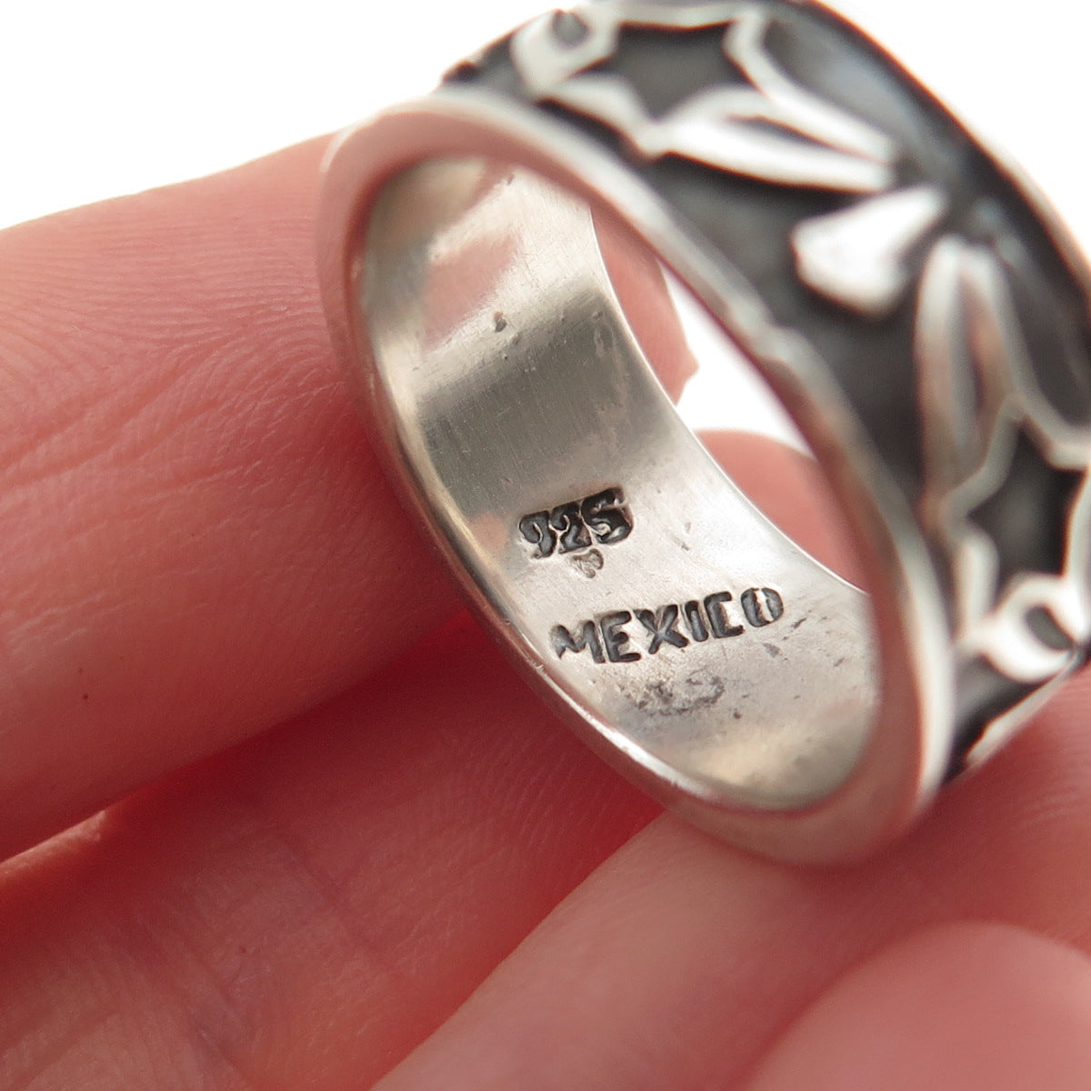 925 Sterling Silver Vintage Mexico Star Oxidized Band Ring Size 6.25