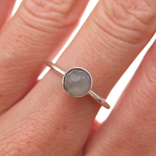 Pandora Sterling Silver Real Gray Moonstone June Birthday Blooms Ring Size 6.75
