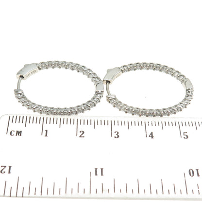 KLEO 925 Sterling Silver Round-Cut C Z In & Out Oval Hoop Earrings