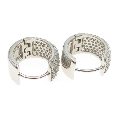 925 Sterling Silver Round-Cut C Z Sparkle Hoop Earrings